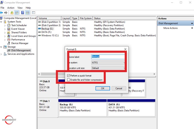 Format an SSD Windows 1011-7,8