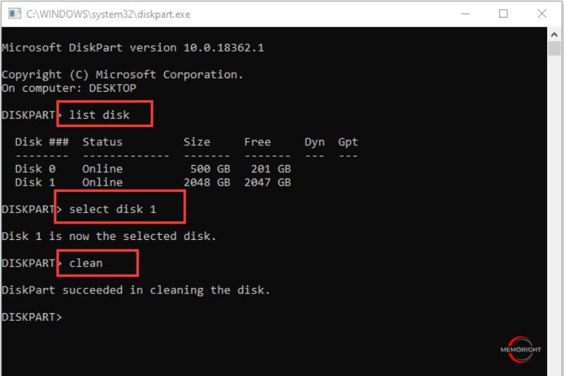 Using Diskpart Commands to Initialize Hard Drive - 1