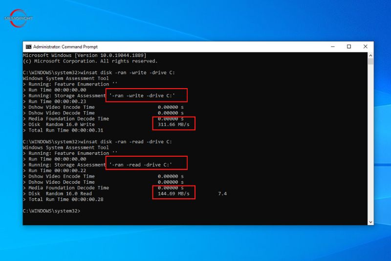 Testing SSD Speeds With Built-In Applications - command promt